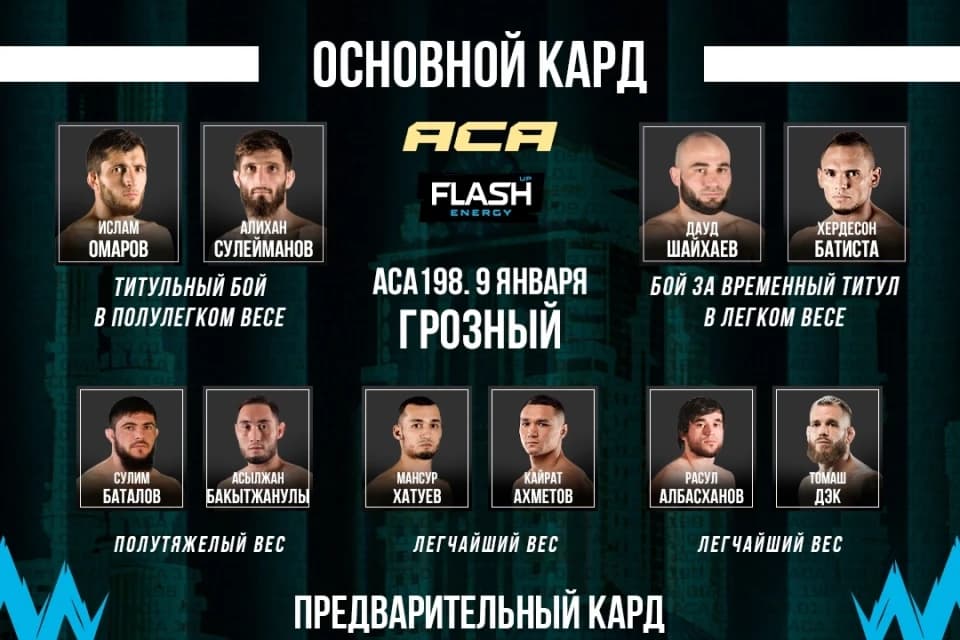 Объявлен итоговый кард турнира АСА 198 с участием Ахметова и Бакытжанулы